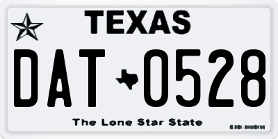 TX license plate DAT0528