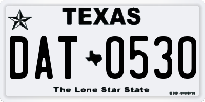 TX license plate DAT0530