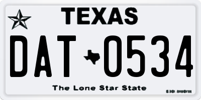 TX license plate DAT0534