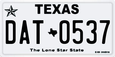 TX license plate DAT0537