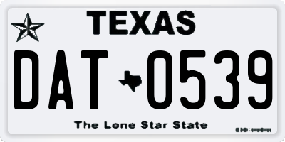 TX license plate DAT0539