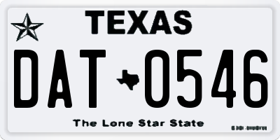TX license plate DAT0546