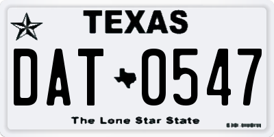 TX license plate DAT0547