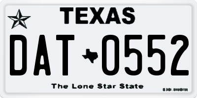TX license plate DAT0552