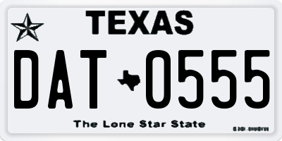 TX license plate DAT0555