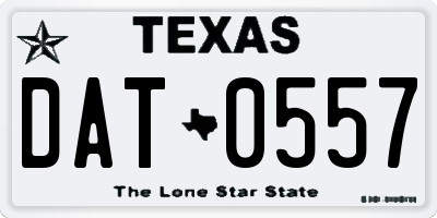TX license plate DAT0557
