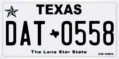 TX license plate DAT0558