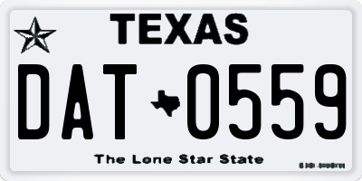 TX license plate DAT0559