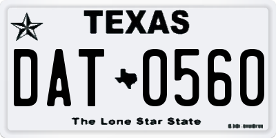 TX license plate DAT0560