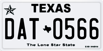 TX license plate DAT0566