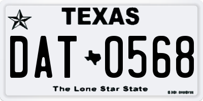 TX license plate DAT0568