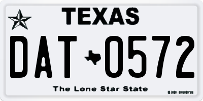 TX license plate DAT0572