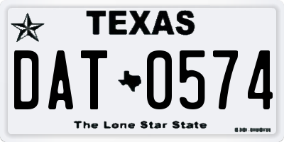 TX license plate DAT0574