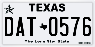 TX license plate DAT0576