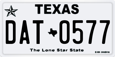 TX license plate DAT0577