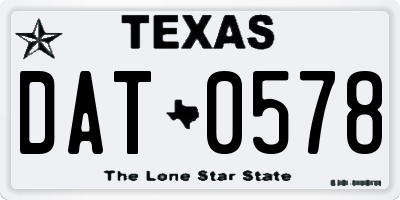 TX license plate DAT0578