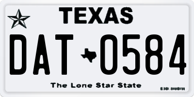 TX license plate DAT0584