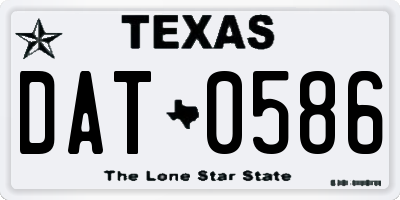 TX license plate DAT0586