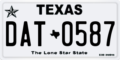 TX license plate DAT0587