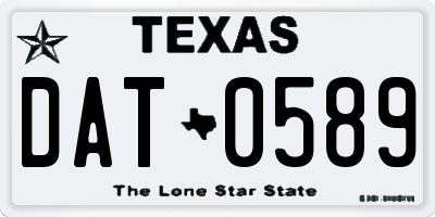 TX license plate DAT0589