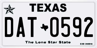 TX license plate DAT0592