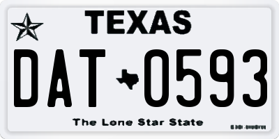 TX license plate DAT0593