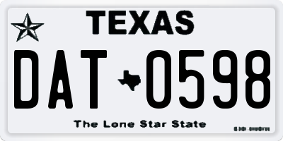 TX license plate DAT0598