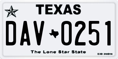 TX license plate DAV0251