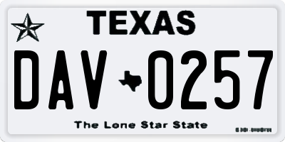 TX license plate DAV0257