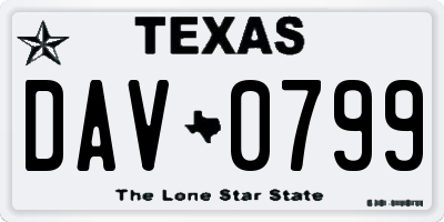 TX license plate DAV0799