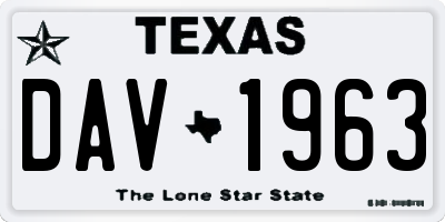 TX license plate DAV1963