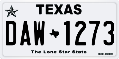 TX license plate DAW1273