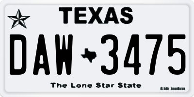 TX license plate DAW3475