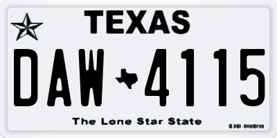 TX license plate DAW4115