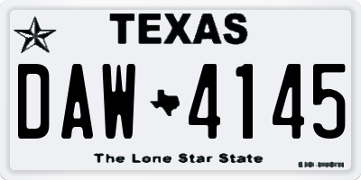 TX license plate DAW4145