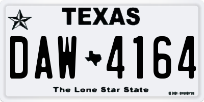 TX license plate DAW4164