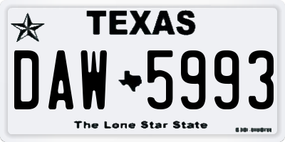 TX license plate DAW5993