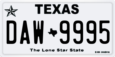 TX license plate DAW9995