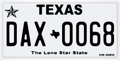 TX license plate DAX0068