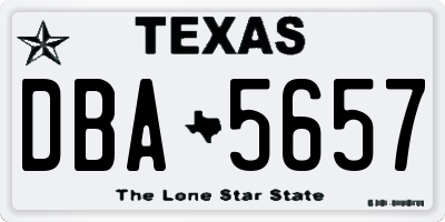 TX license plate DBA5657