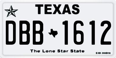TX license plate DBB1612