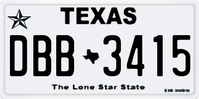TX license plate DBB3415