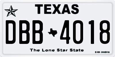 TX license plate DBB4018
