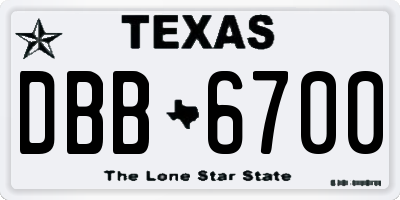 TX license plate DBB6700