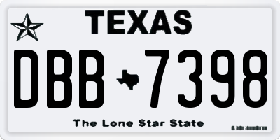 TX license plate DBB7398