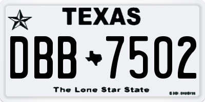 TX license plate DBB7502
