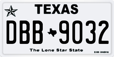 TX license plate DBB9032
