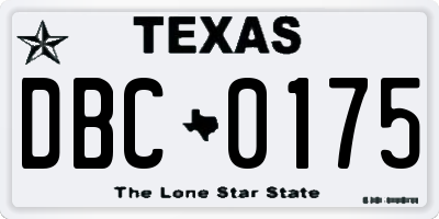 TX license plate DBC0175