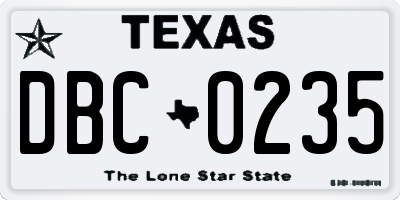 TX license plate DBC0235