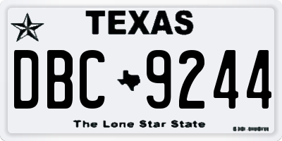 TX license plate DBC9244